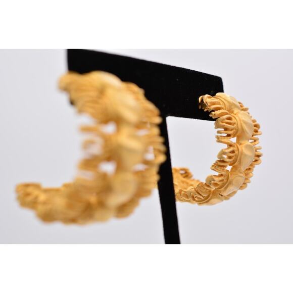 Givenchy Vintage Dangle Earrings Brushed Gold Rope Tassel Chunky Signed 80s Bin7 - Picture 5 of 12